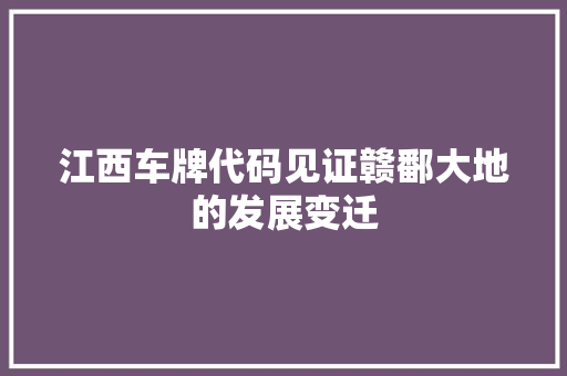 江西车牌代码见证赣鄱大地的发展变迁  第1张