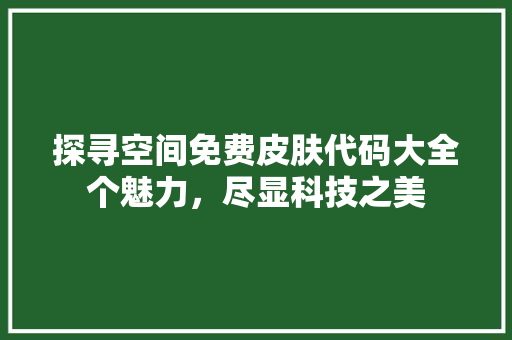 探寻空间免费皮肤代码大全个魅力，尽显科技之美