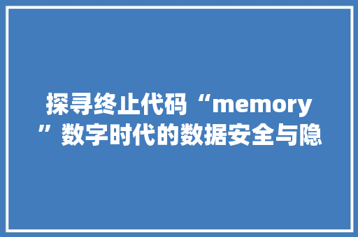 探寻终止代码“memory”数字时代的数据安全与隐私保护