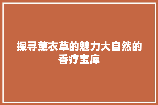 探寻薰衣草的魅力大自然的香疗宝库