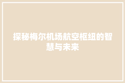 探秘梅尔机场航空枢纽的智慧与未来  第1张