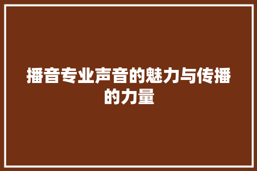 播音专业声音的魅力与传播的力量
