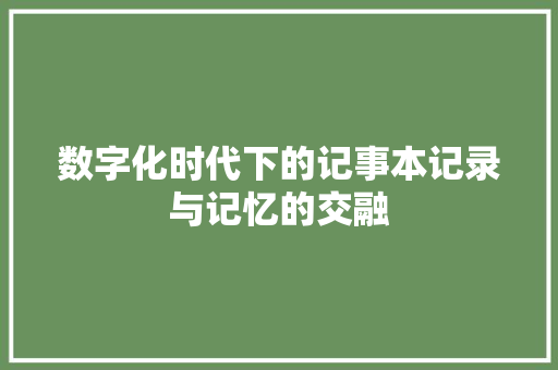 数字化时代下的记事本记录与记忆的交融