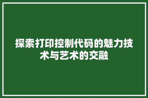探索打印控制代码的魅力技术与艺术的交融