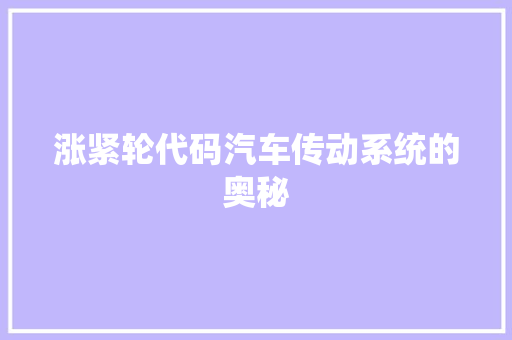 涨紧轮代码汽车传动系统的奥秘