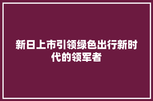 新日上市引领绿色出行新时代的领军者