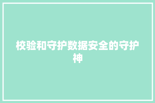 校验和守护数据安全的守护神