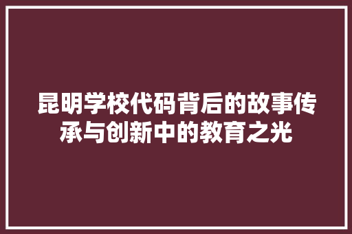 昆明学校代码背后的故事传承与创新中的教育之光  第1张