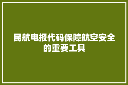 民航电报代码保障航空安全的重要工具