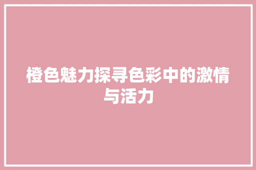 橙色魅力探寻色彩中的激情与活力