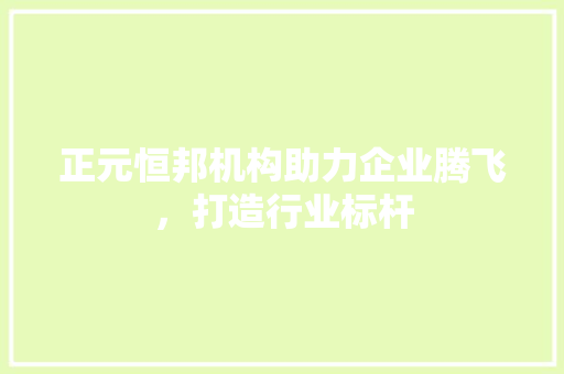 正元恒邦机构助力企业腾飞，打造行业标杆