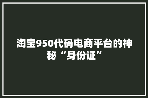 淘宝950代码电商平台的神秘“身份证”