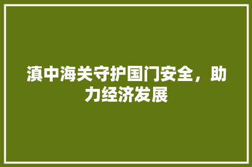 滇中海关守护国门安全，助力经济发展