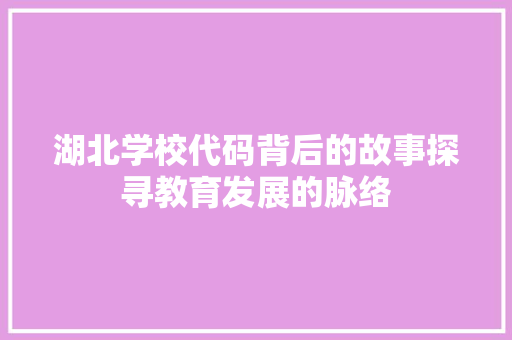 湖北学校代码背后的故事探寻教育发展的脉络