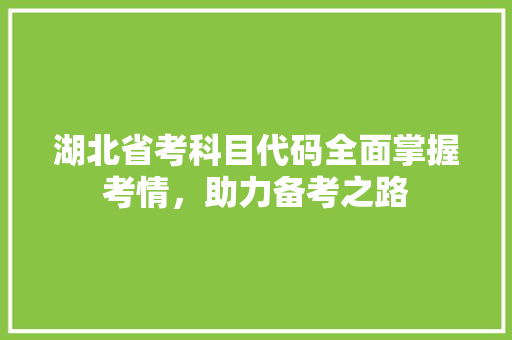湖北省考科目代码全面掌握考情，助力备考之路
