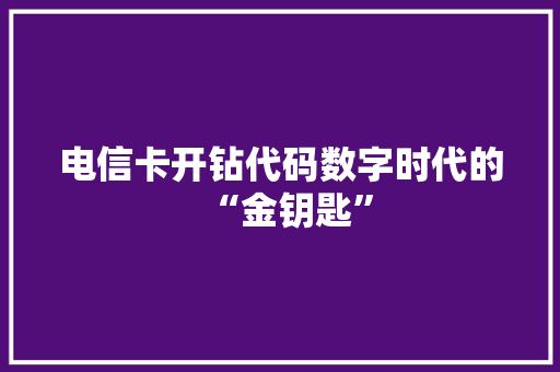 电信卡开钻代码数字时代的“金钥匙”  第1张