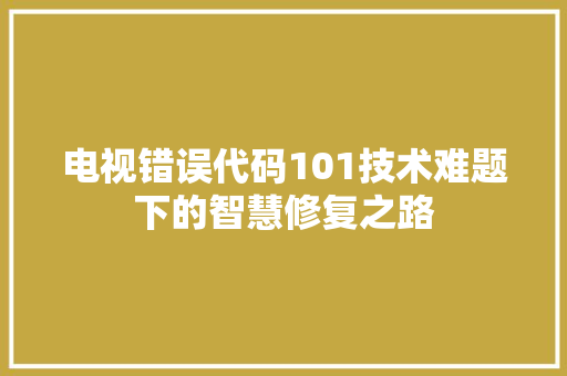电视错误代码101技术难题下的智慧修复之路