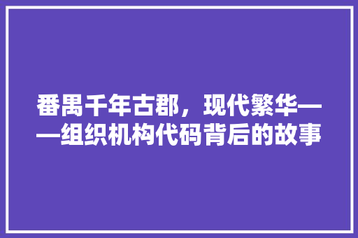 番禺千年古郡，现代繁华——组织机构代码背后的故事