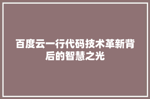 百度云一行代码技术革新背后的智慧之光