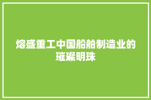 熔盛重工中国船舶制造业的璀璨明珠