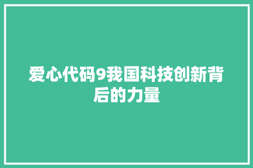 爱心代码9我国科技创新背后的力量