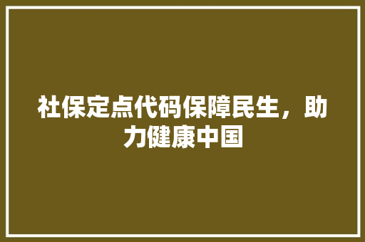 社保定点代码保障民生，助力健康中国