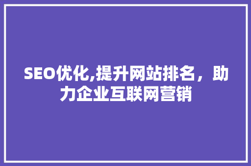 SEO优化,提升网站排名，助力企业互联网营销