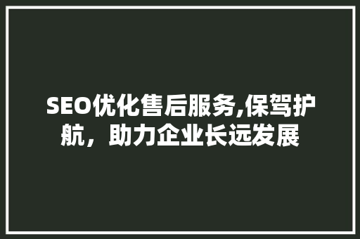 SEO优化售后服务,保驾护航，助力企业长远发展