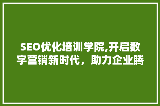 SEO优化培训学院,开启数字营销新时代，助力企业腾飞