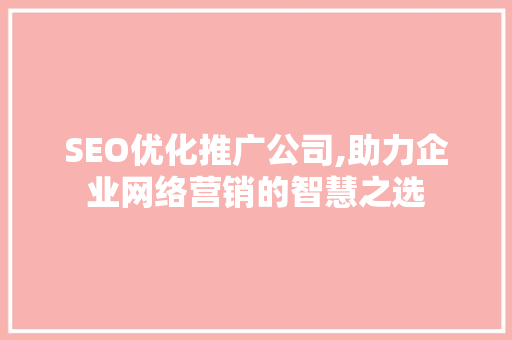 SEO优化推广公司,助力企业网络营销的智慧之选