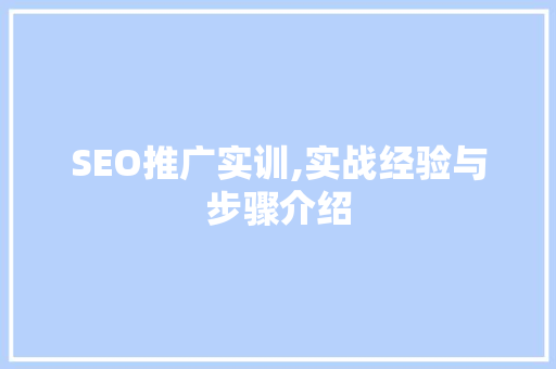 SEO推广实训,实战经验与步骤介绍