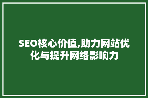 SEO核心价值,助力网站优化与提升网络影响力