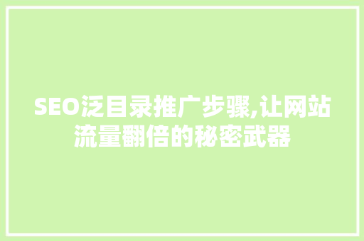 SEO泛目录推广步骤,让网站流量翻倍的秘密武器