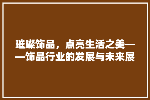 璀璨饰品，点亮生活之美——饰品行业的发展与未来展望