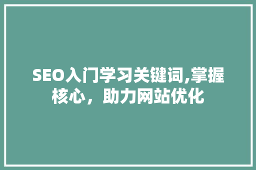 SEO入门学习关键词,掌握核心，助力网站优化