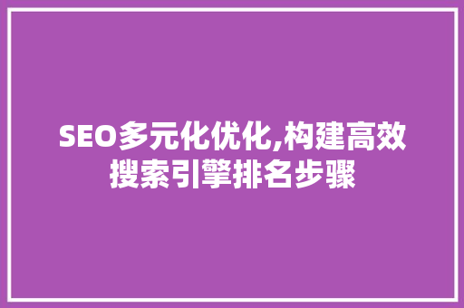 SEO多元化优化,构建高效搜索引擎排名步骤