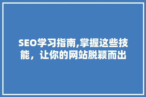 SEO学习指南,掌握这些技能，让你的网站脱颖而出
